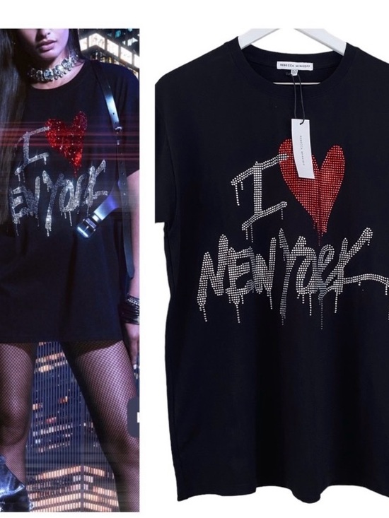 Rebecca Minkoff Tops - NWT Rebecca Minkoff Black Tee with Red Heart and Silver Stud Graffiti